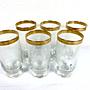 6x Long drink glasses Glass Transparent Gold 1