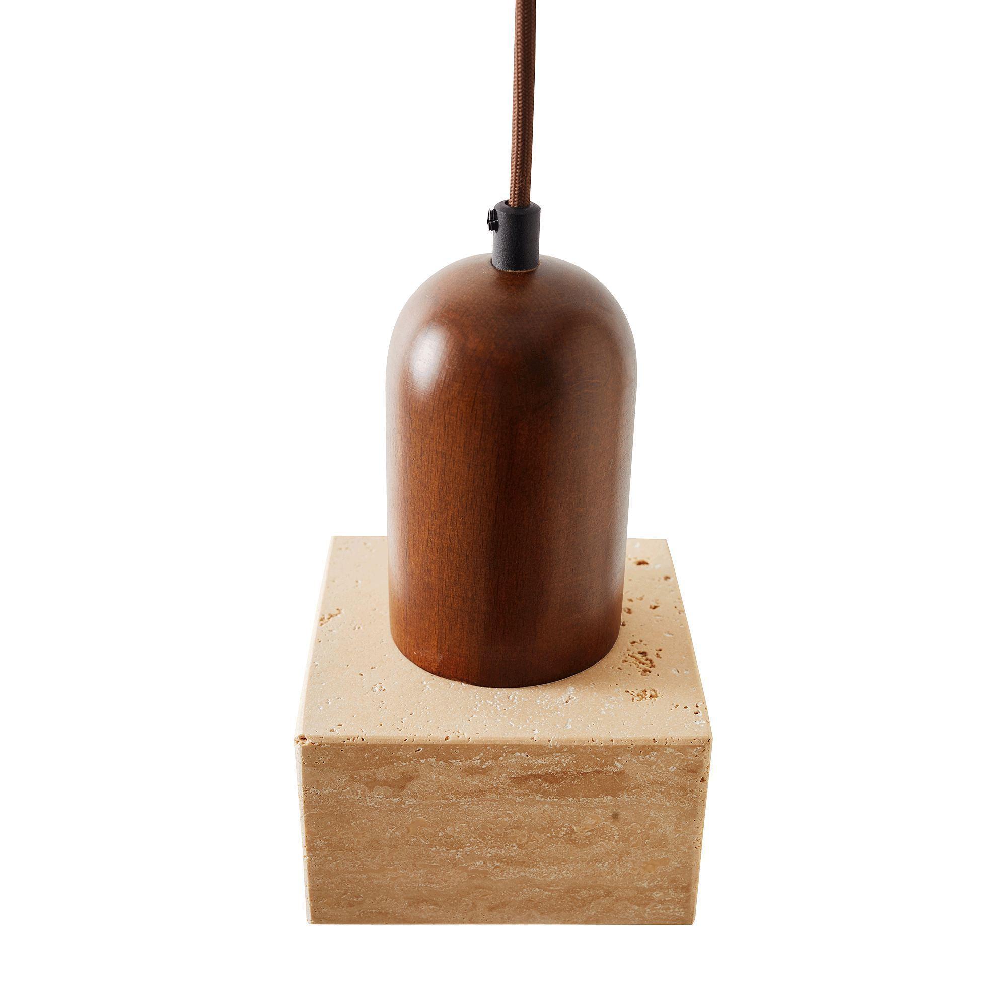 Suala Pendant Light Walnut Wood Travertine Brown 8