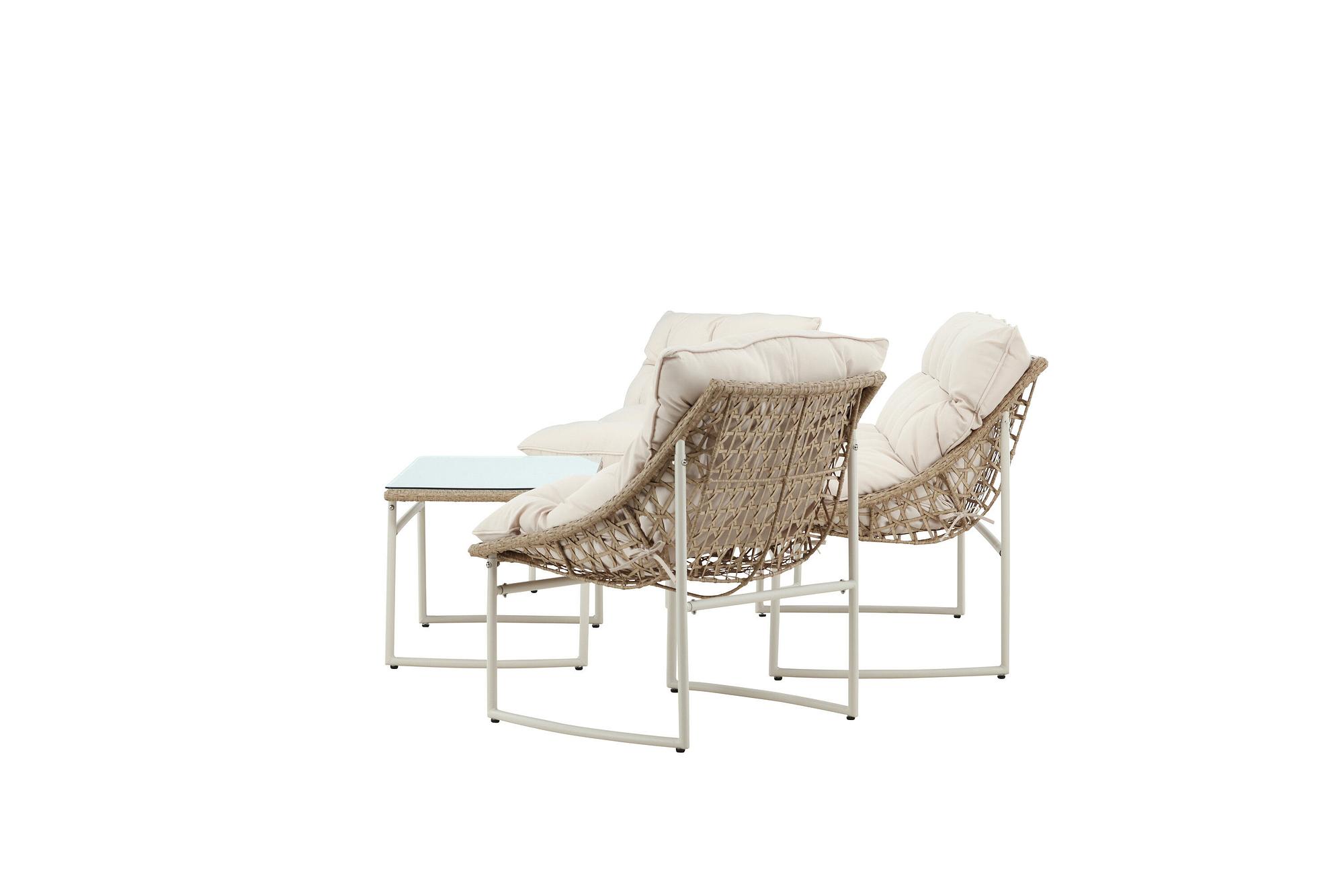 Tina Sofa-Set Polyrattan Stahl Cream 3