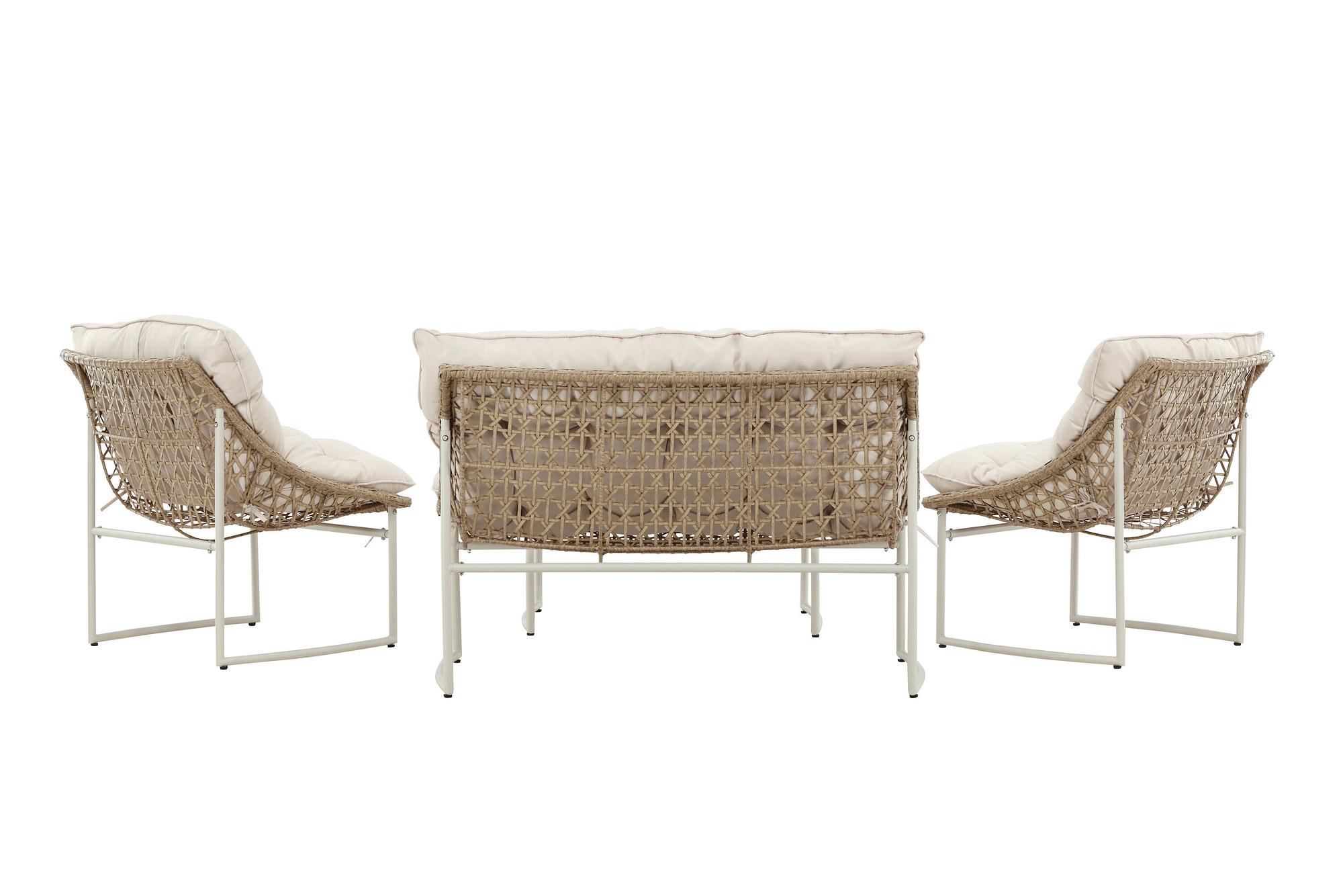 Tina Sofa-Set Polyrattan Stahl Cream 6