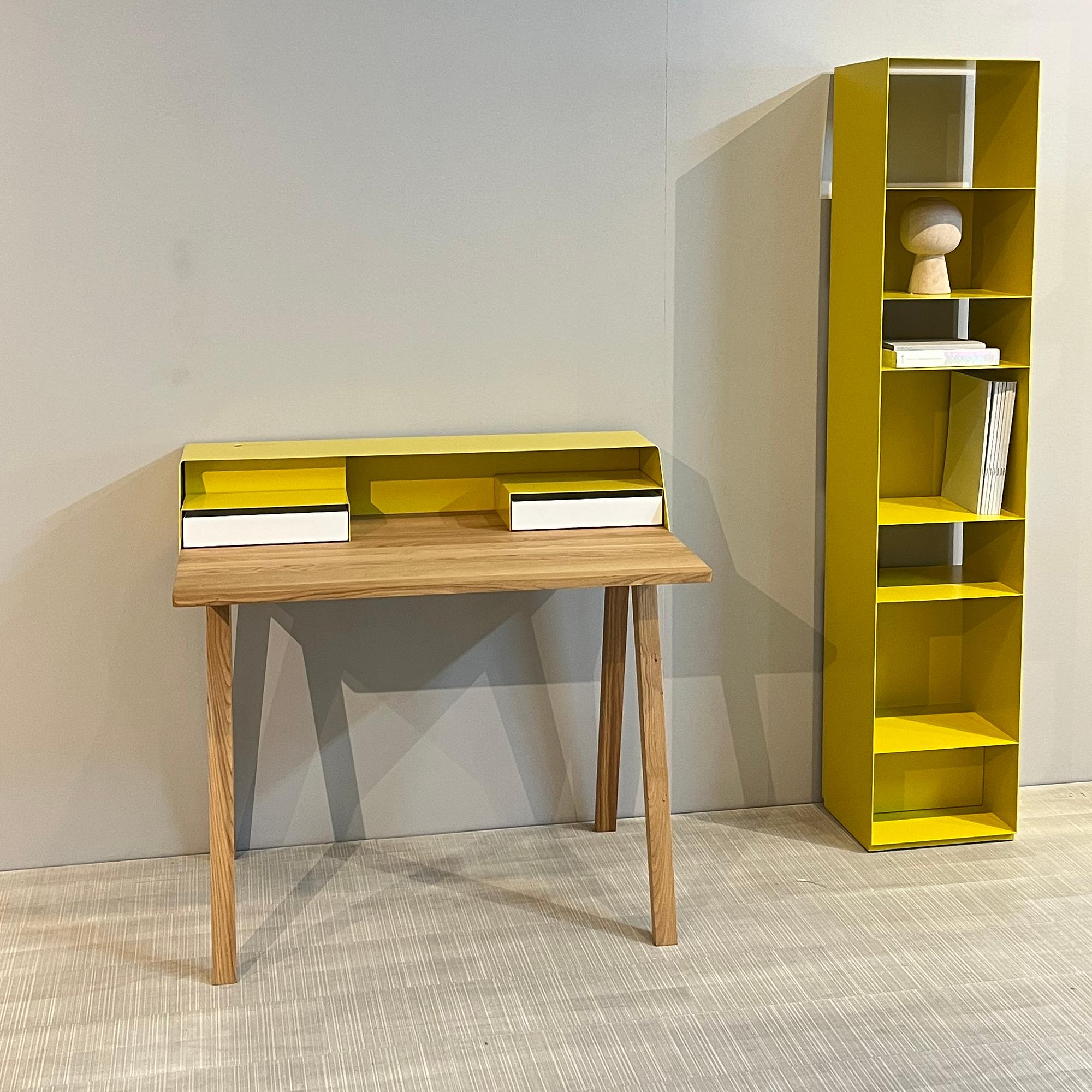 PS 04 Secretary Desk Oak Steel Lemon Yellow Signal White 2