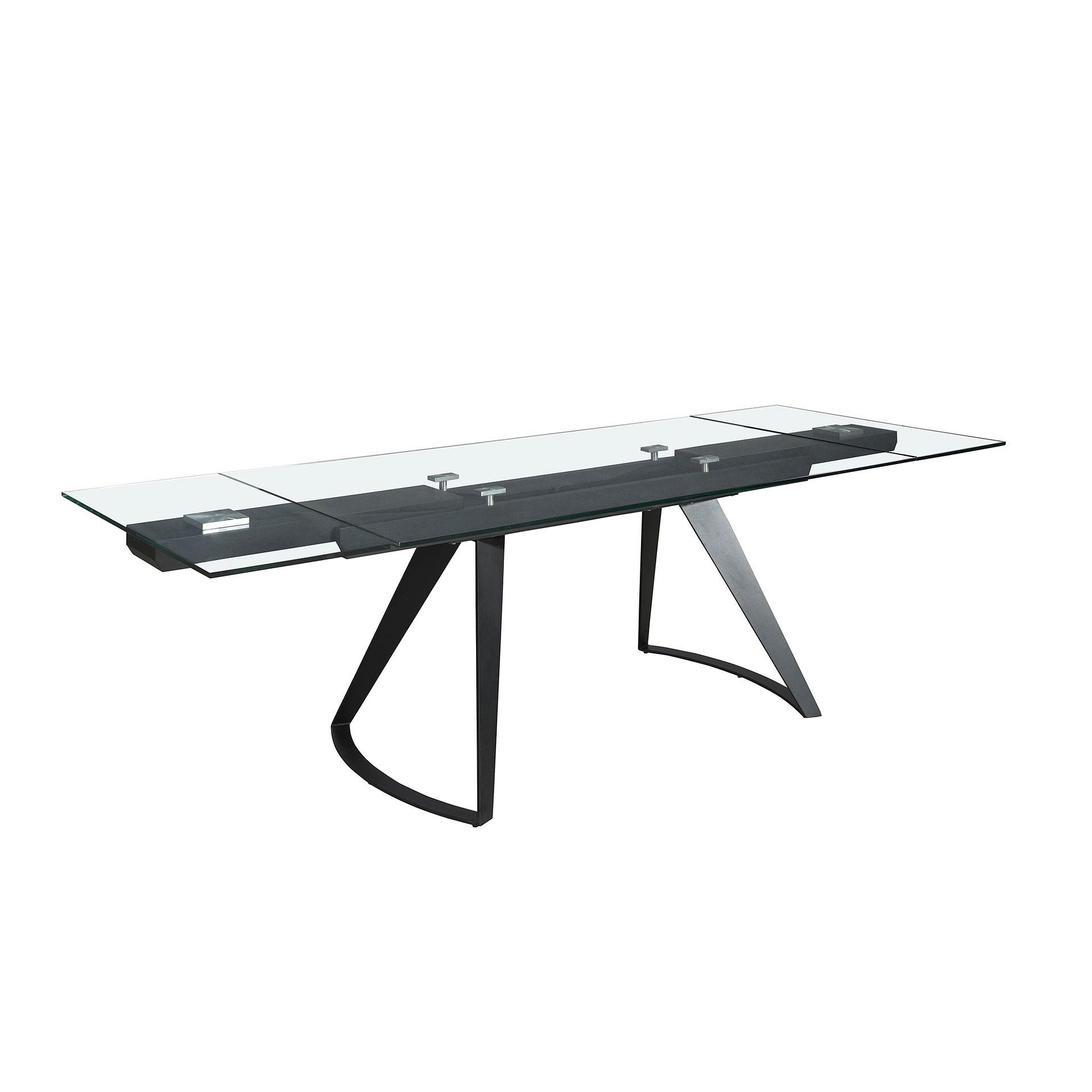 Dining Table Extendable Safety Glass Steel Black 1