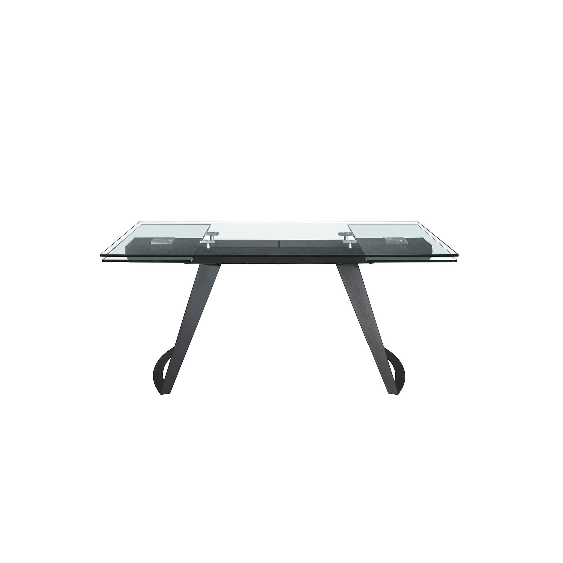 Dining Table Extendable Safety Glass Steel Black 2