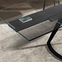 Dining Table Extendable Safety Glass Steel Black 4