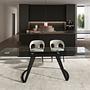 Dining Table Extendable Safety Glass Steel Black 5