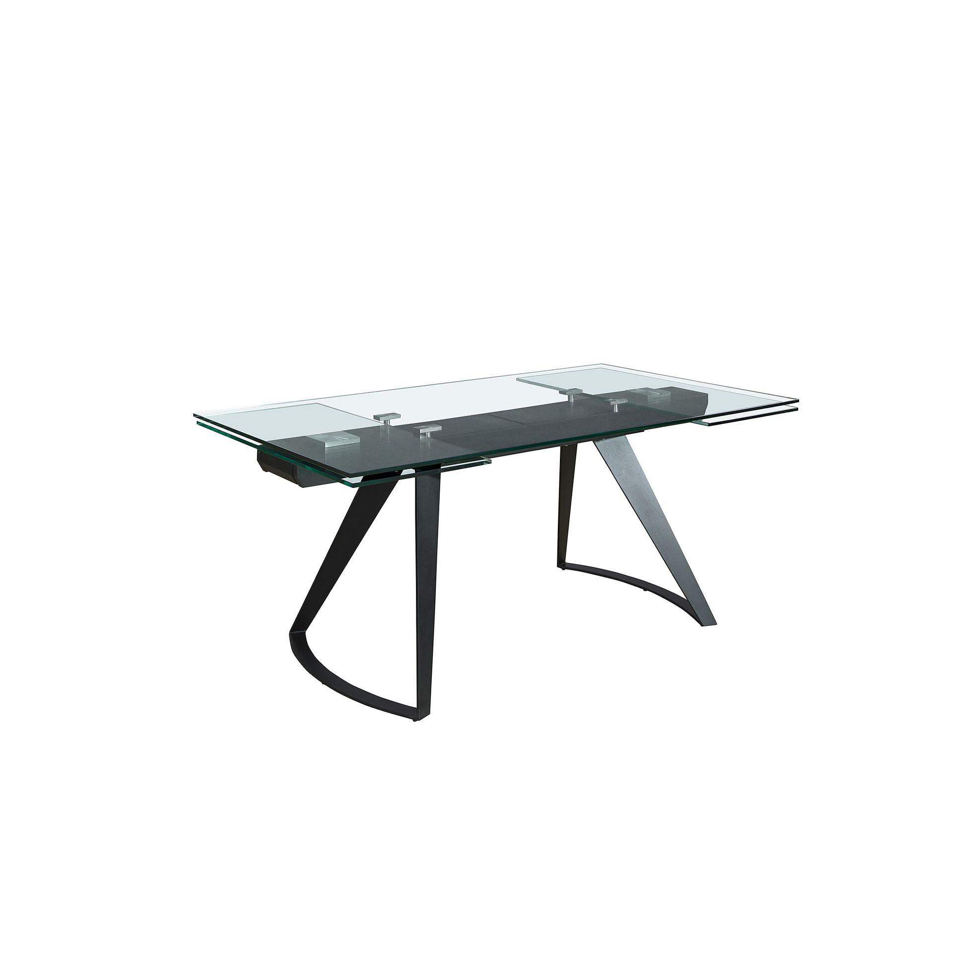 Dining Table Extendable Safety Glass Steel Black 7