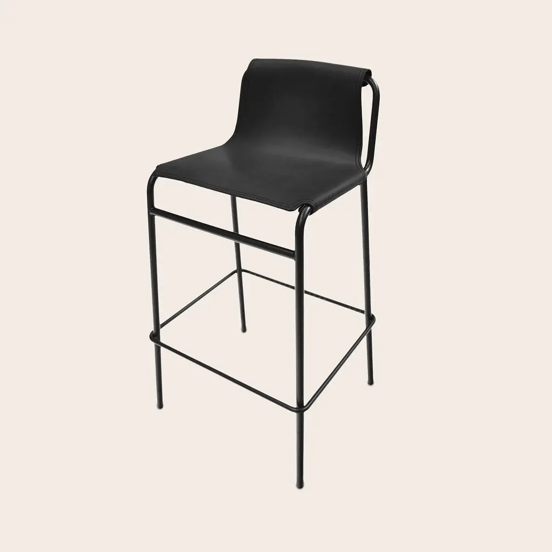 September Barhocker Leder Schwarz 0