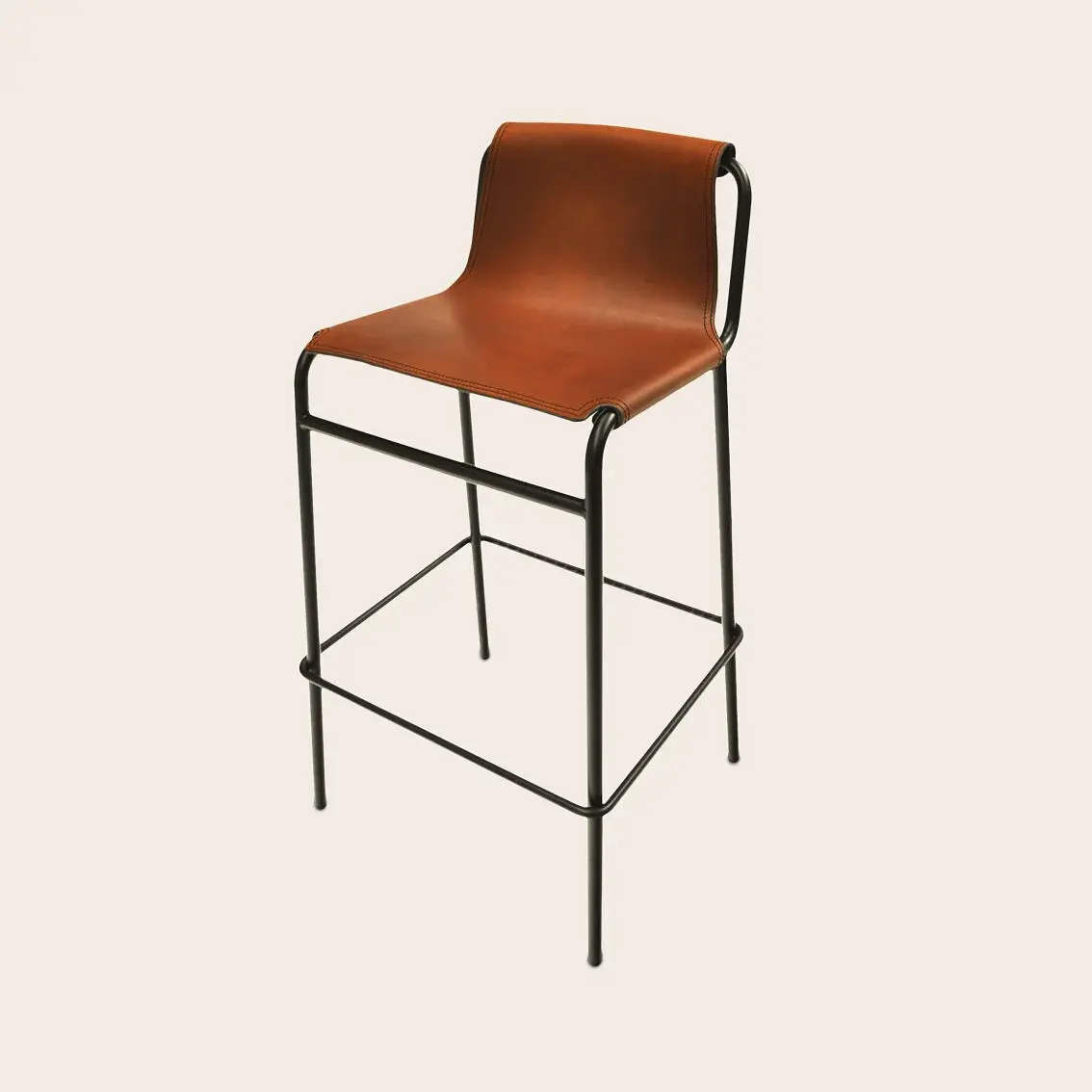 September Bar stool Leather Cognac 0