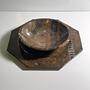 Vintage Tellerplatte + Schale Marmor Braun 0