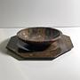Vintage Tellerplatte + Schale Marmor Braun 4