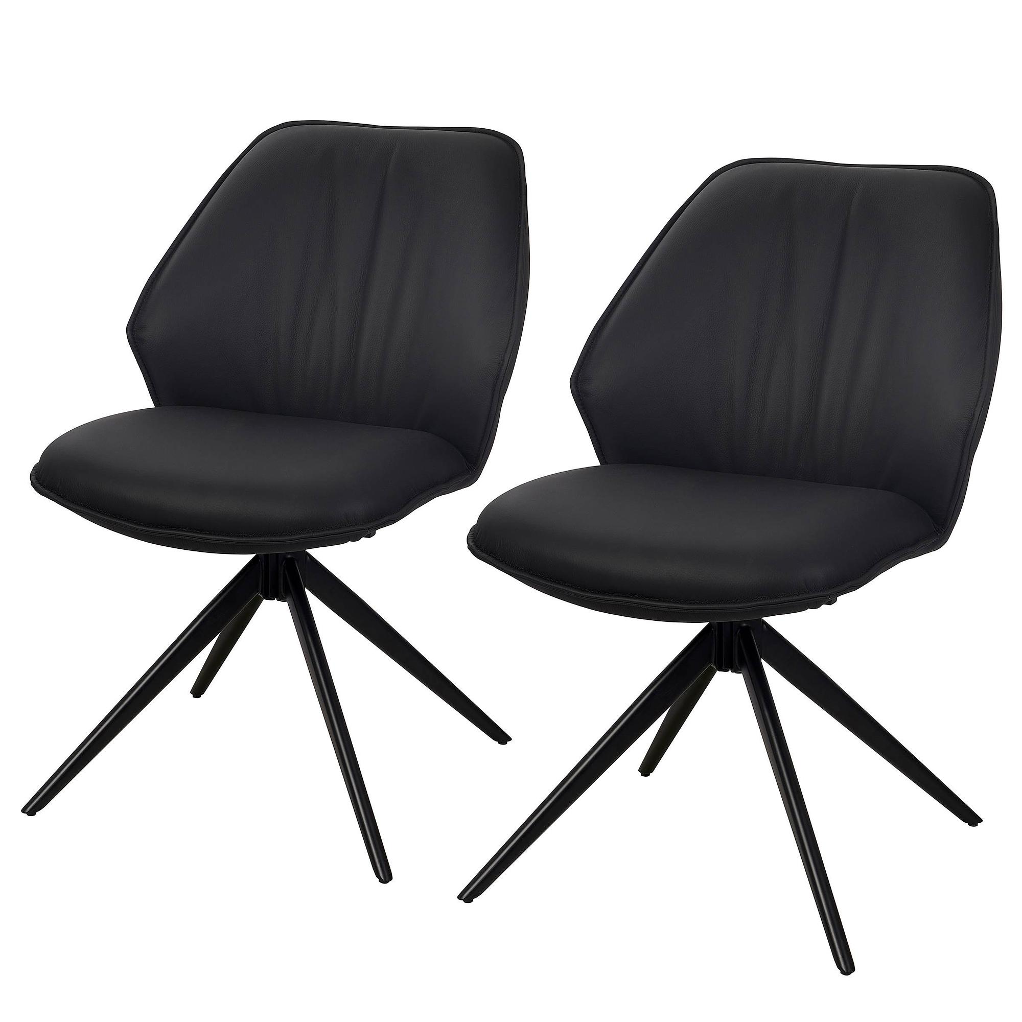 2x Linni Upholstered Swivel Chair Black 1