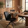 2x Linni Upholstered Swivel Chair Black 3