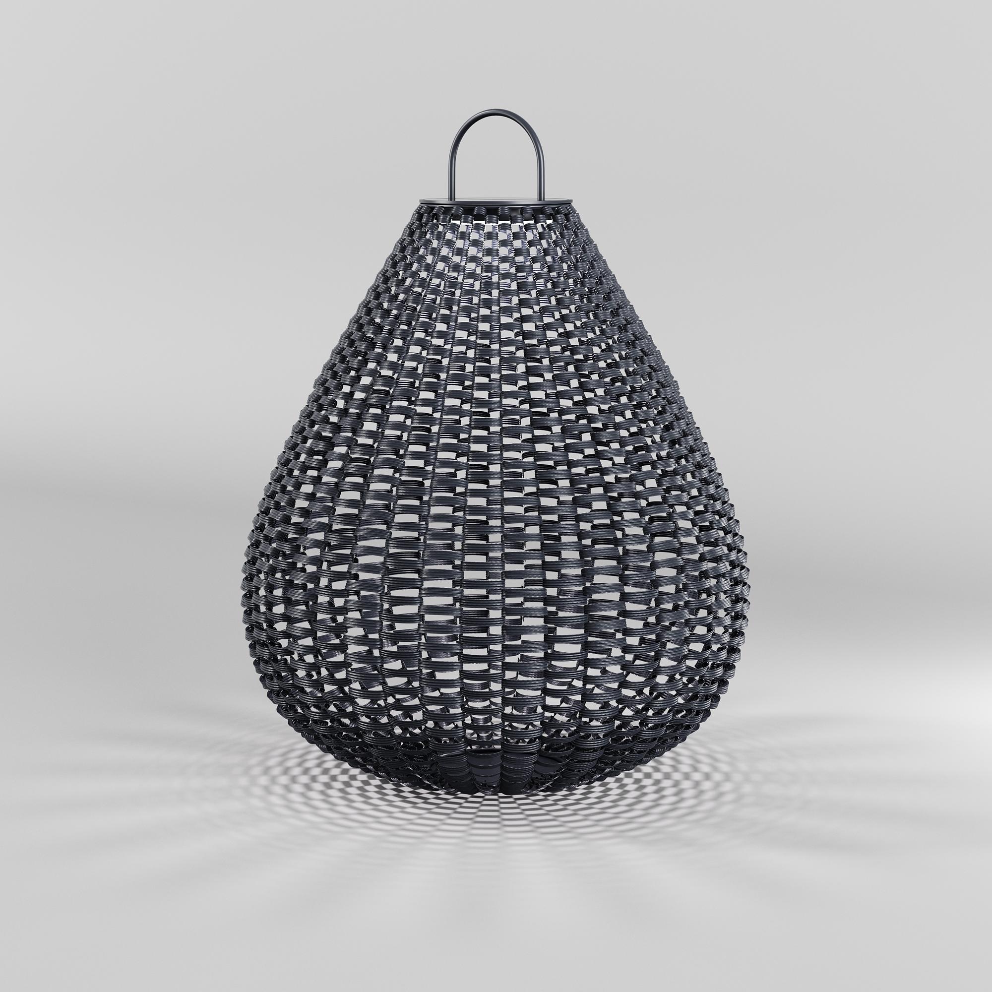 Plet Solarleuchte handgeflochtenem Rattan Schwarz Ø 48cm 1