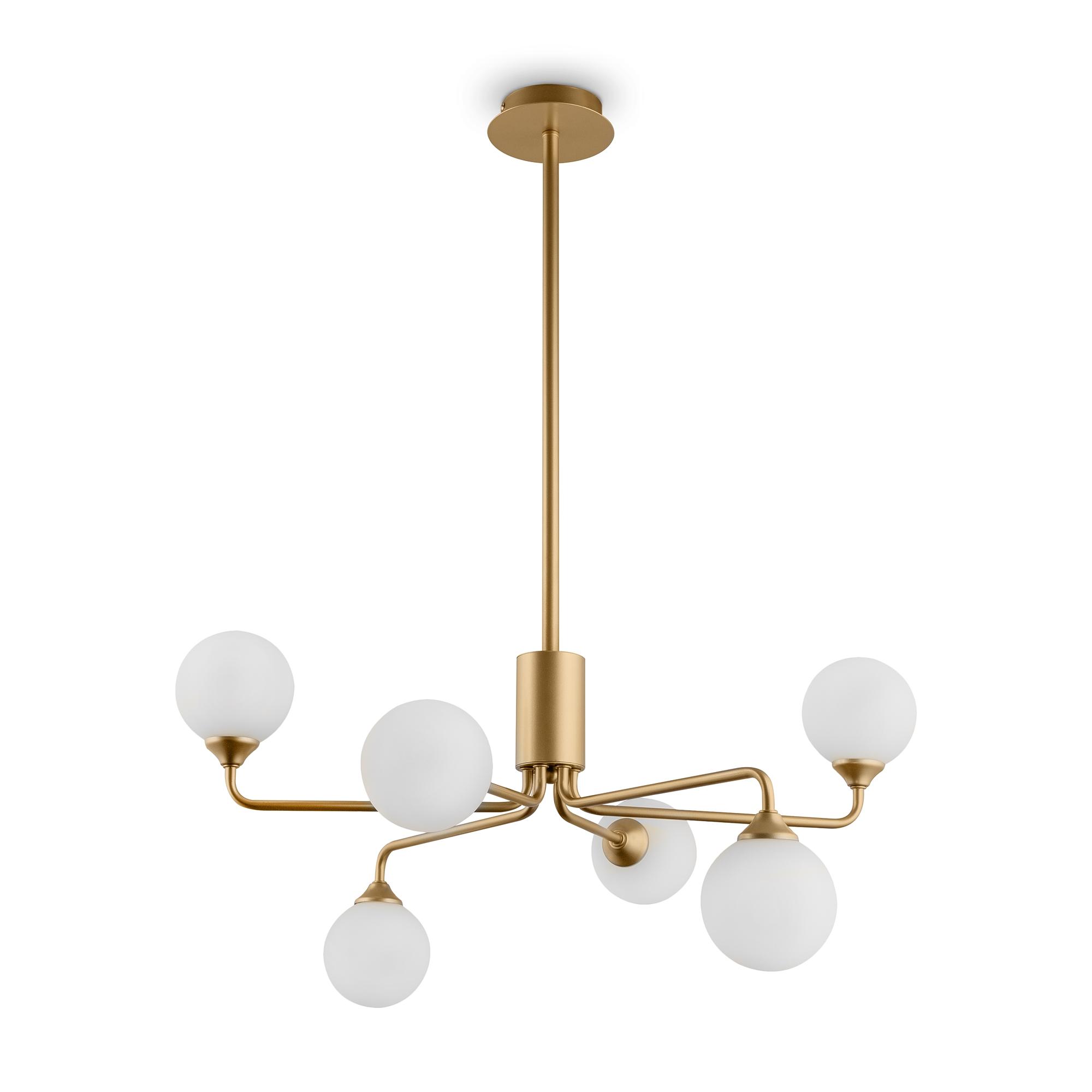 6-Light Alexis Chandelier Metal Gold White 0