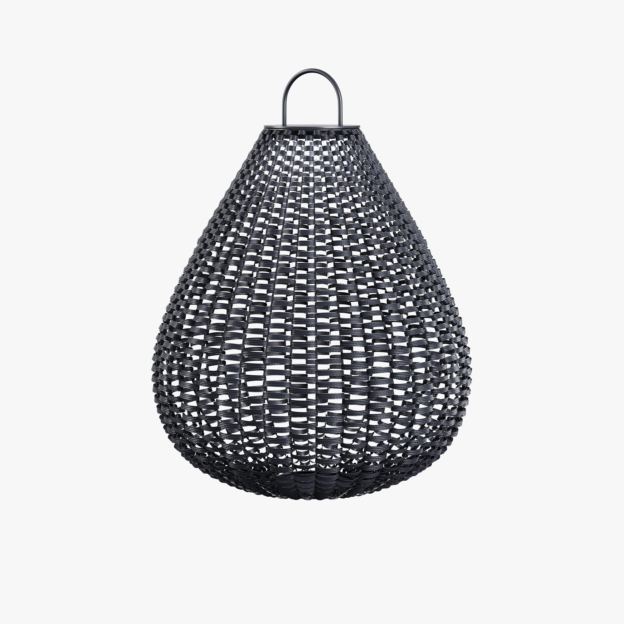 Plet Solarleuchte handgeflochtenem Rattan Schwarz Ø 48cm 0