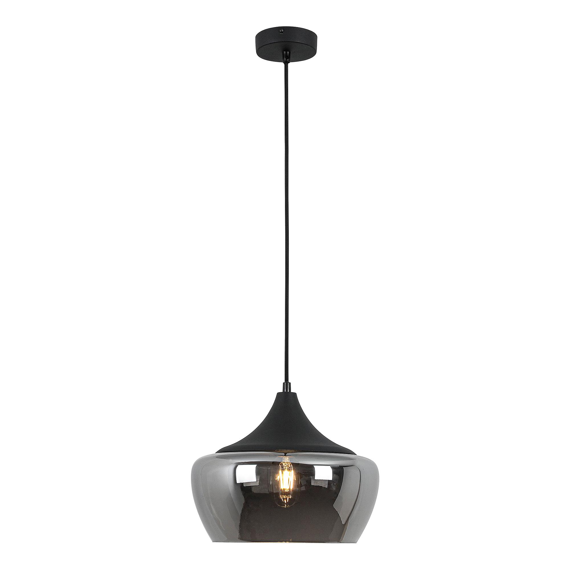1-Flammig Oli Pendelleuchte Eisen Rauchglas Schwarz 4