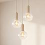 3-Flammig Bilman Pendelleuchte Gusseisen Klarglas Beige 0