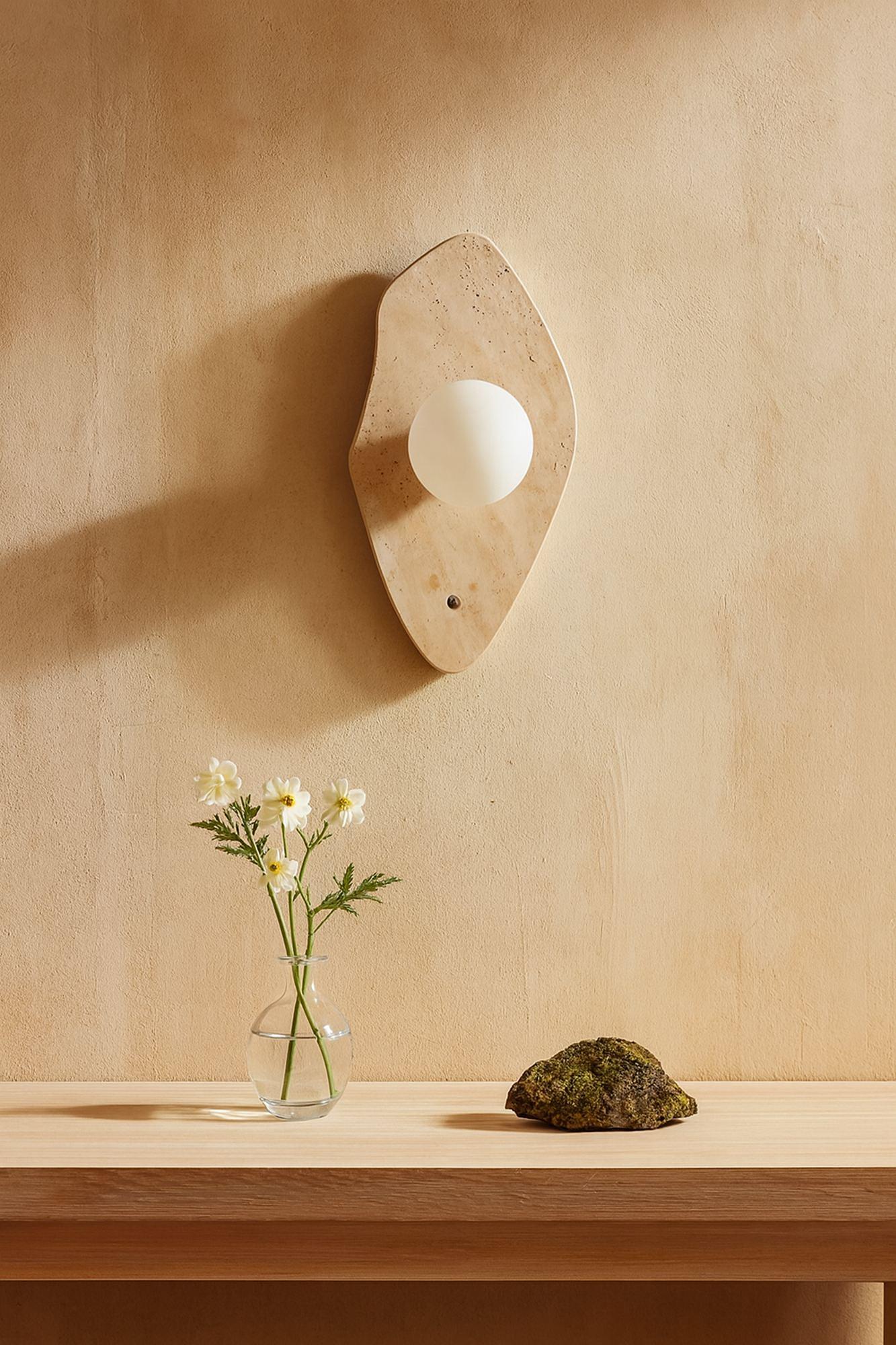 Halle Wandleuchte Travertin Creme 0