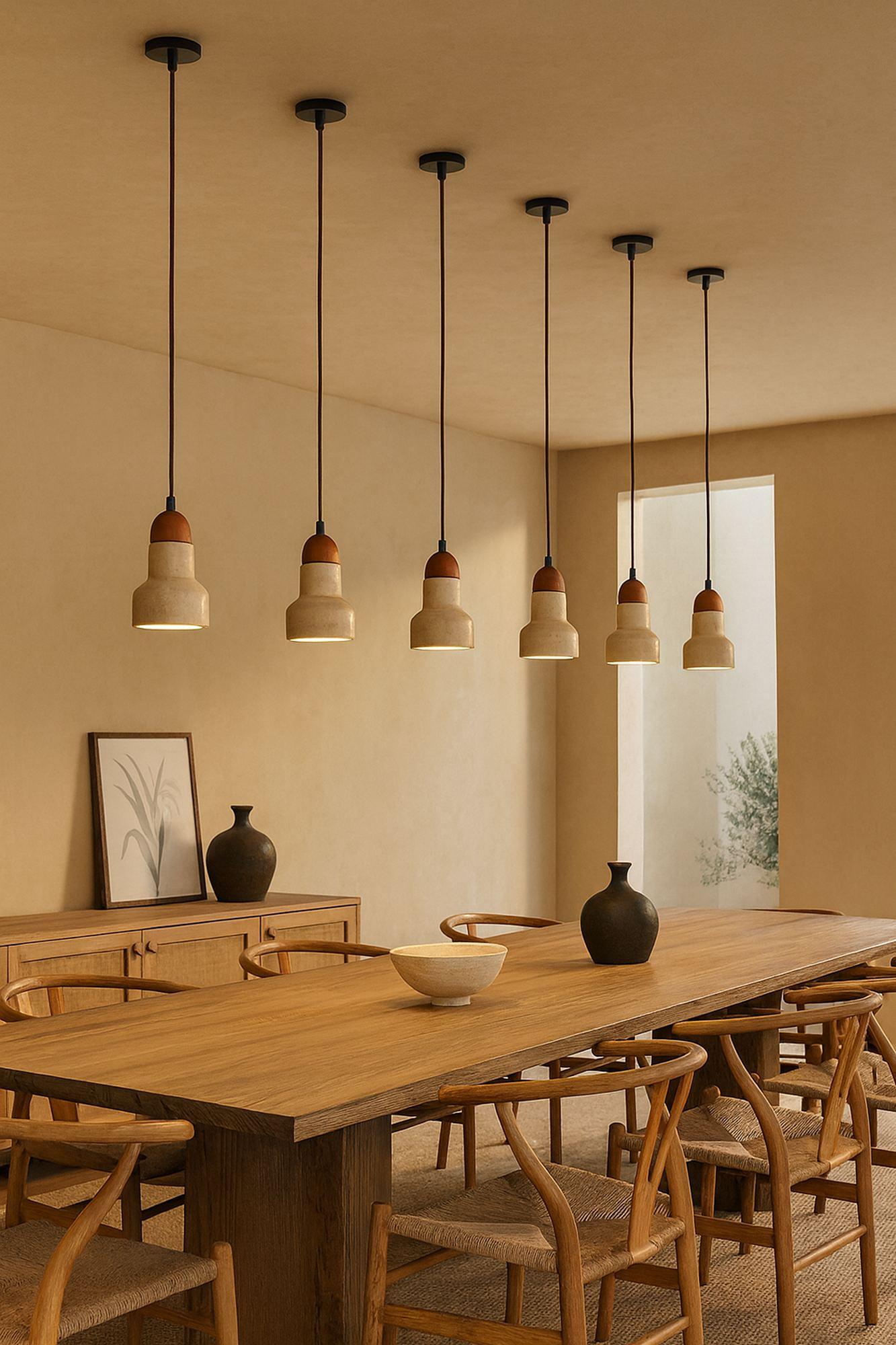 Swis Pendant Light Travertine Oak Wood Natural 4