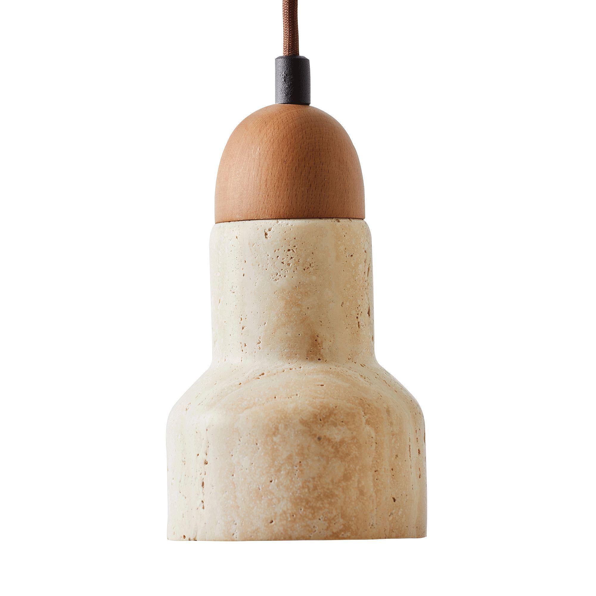 Swis Pendant Light Travertine Oak Wood Natural 8