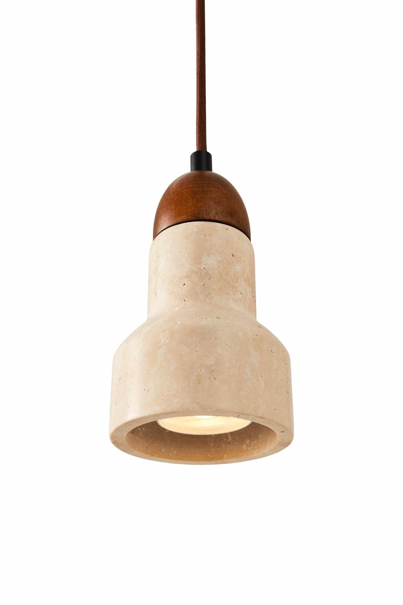 Swis Pendant Light Travertine Walnut Wood Brown 7