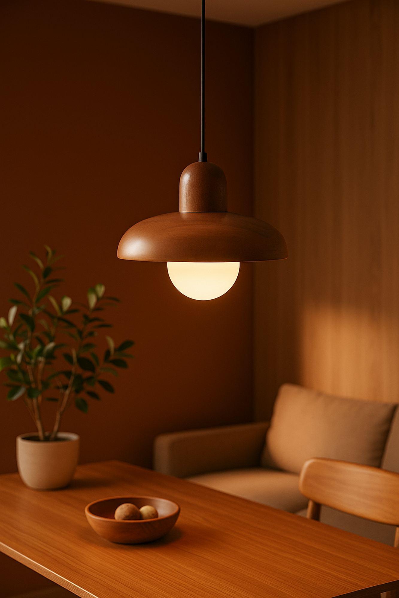 Hand Pendant Light Oak Wood Brown 3