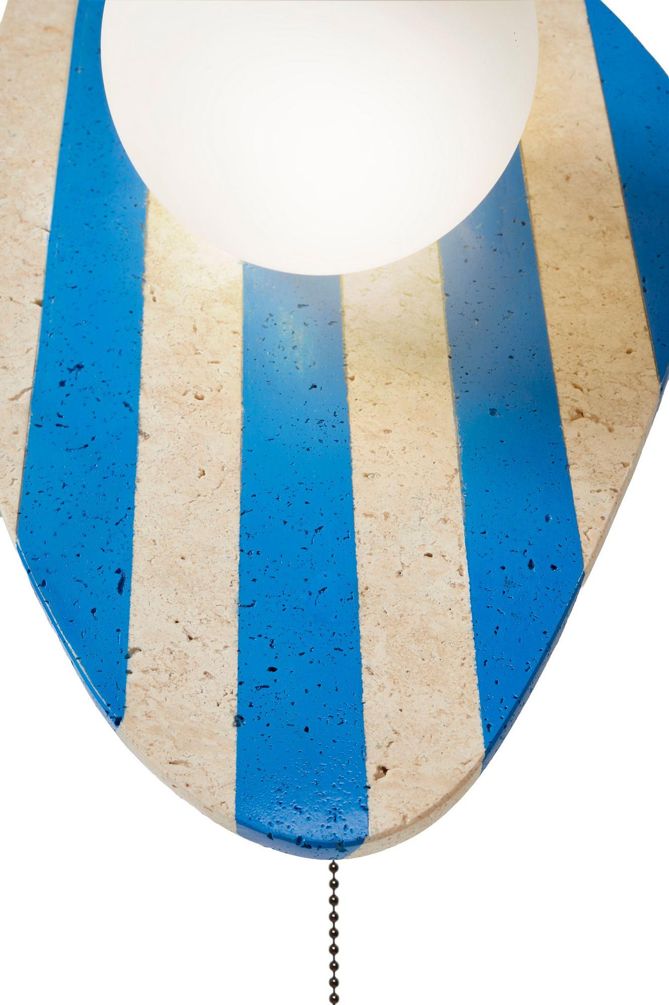Side Wandleuchte Travertin Blau 8
