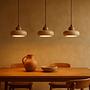 Round Pendant Light Oak Wood Travertine Cream 3