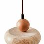 Round Pendant Light Oak Wood Travertine Cream 8