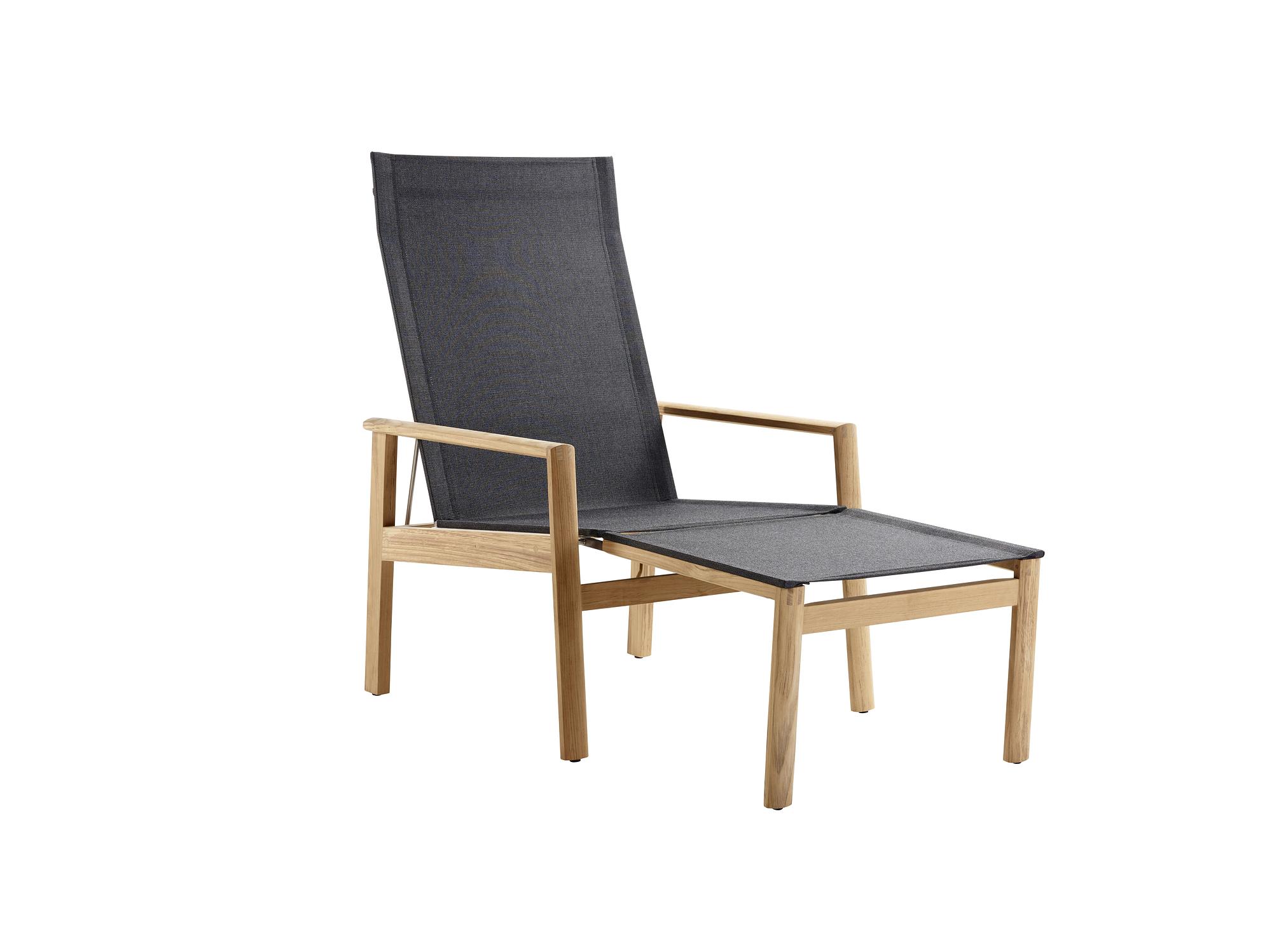 Safari Deckchair with Stool Teak Anthracite 0