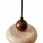 Round Pendant Light Walnut Wood Travertine Brown 8