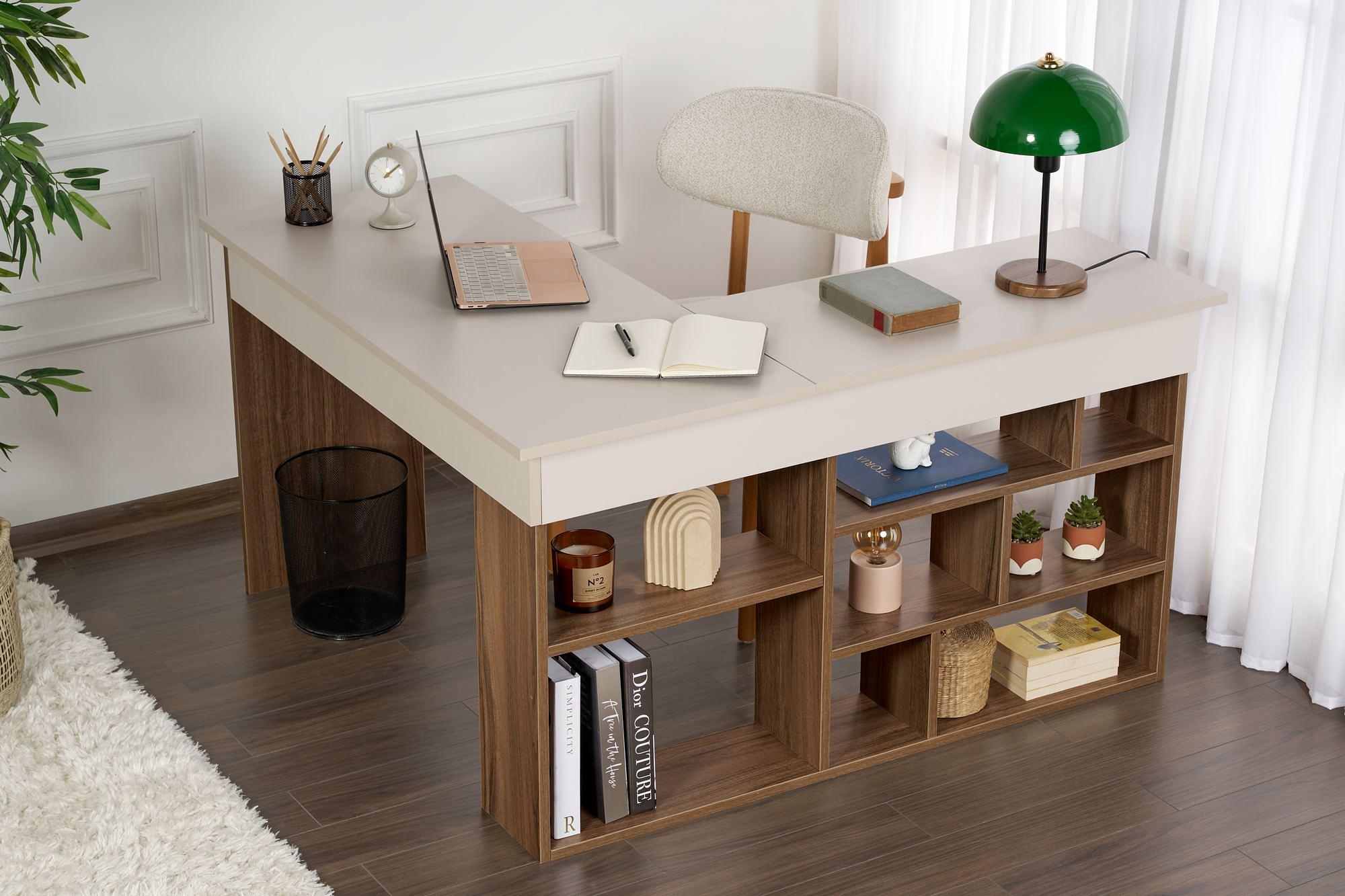 Vesper Desk Walnut Beige Look 0