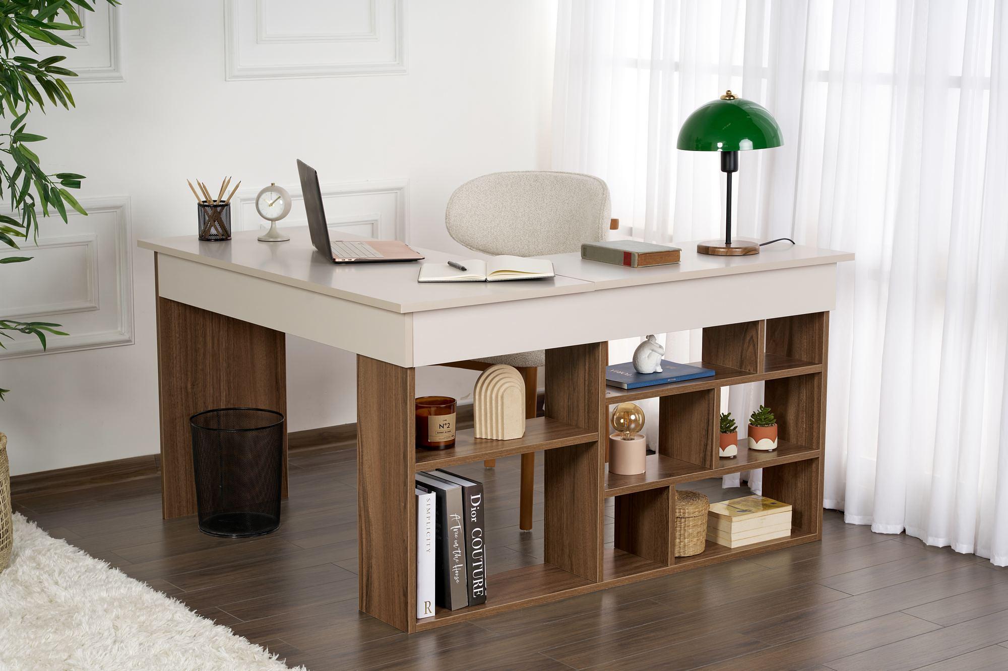 Vesper Schreibtisch Walnussbeige Optik 2