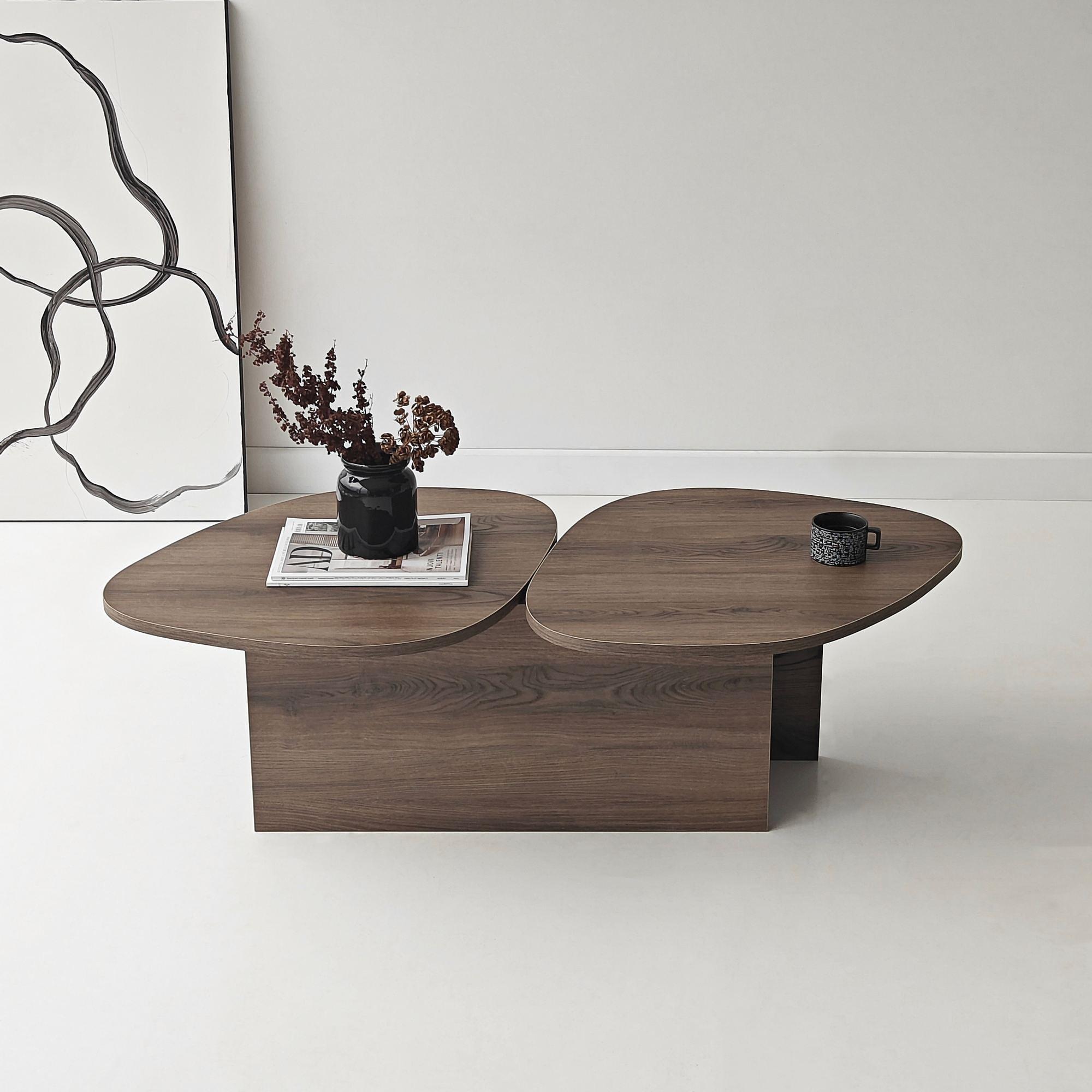 Stones Coffee Table Walnut Brown Look 4