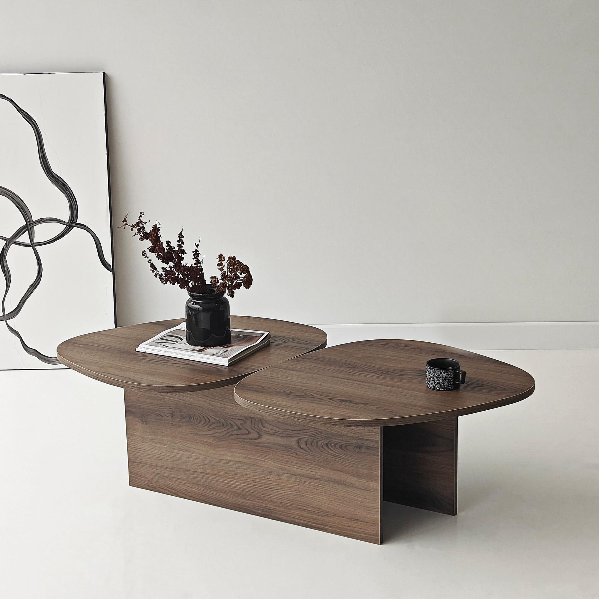 Stones Coffee Table Walnut Brown Look 6