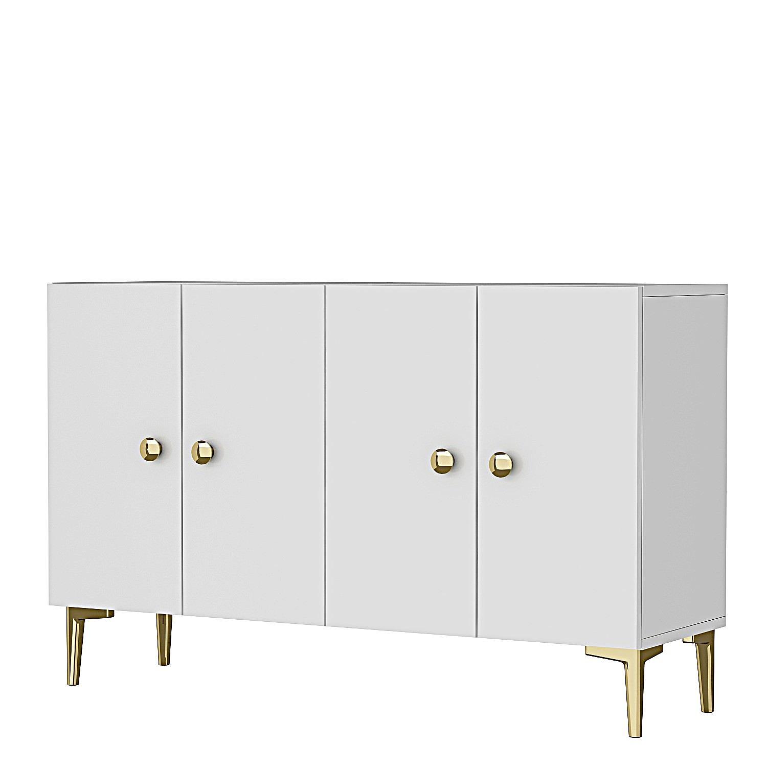 Simple 120 Sideboard Weiß Gold 1