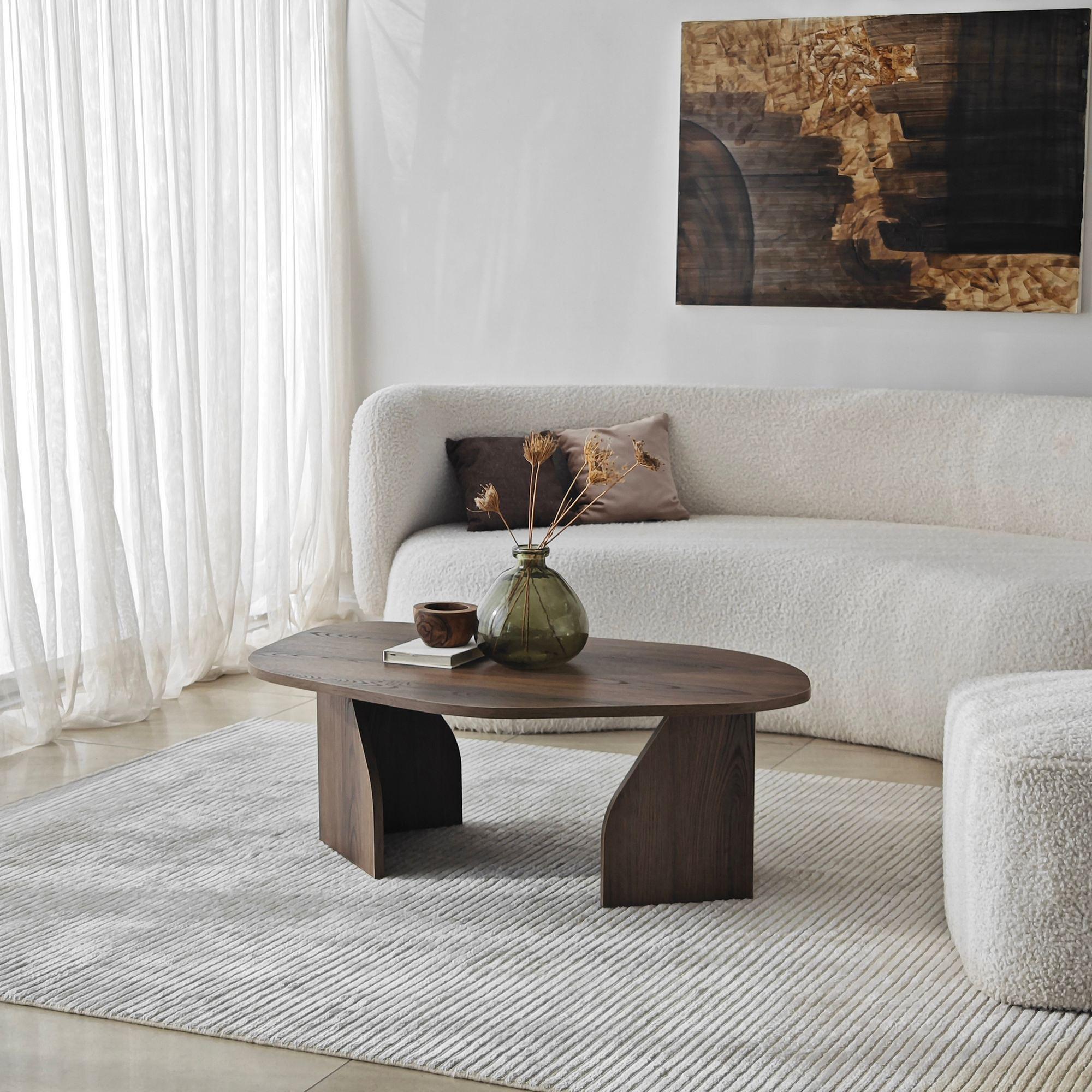 Rock Coffee Table Walnut Look Brown 4