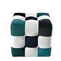 Patchwork Hocker Samt Weiß Blau 2