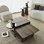 2x Luna Side Table + Coffee Table Walnut Look Brown 4
