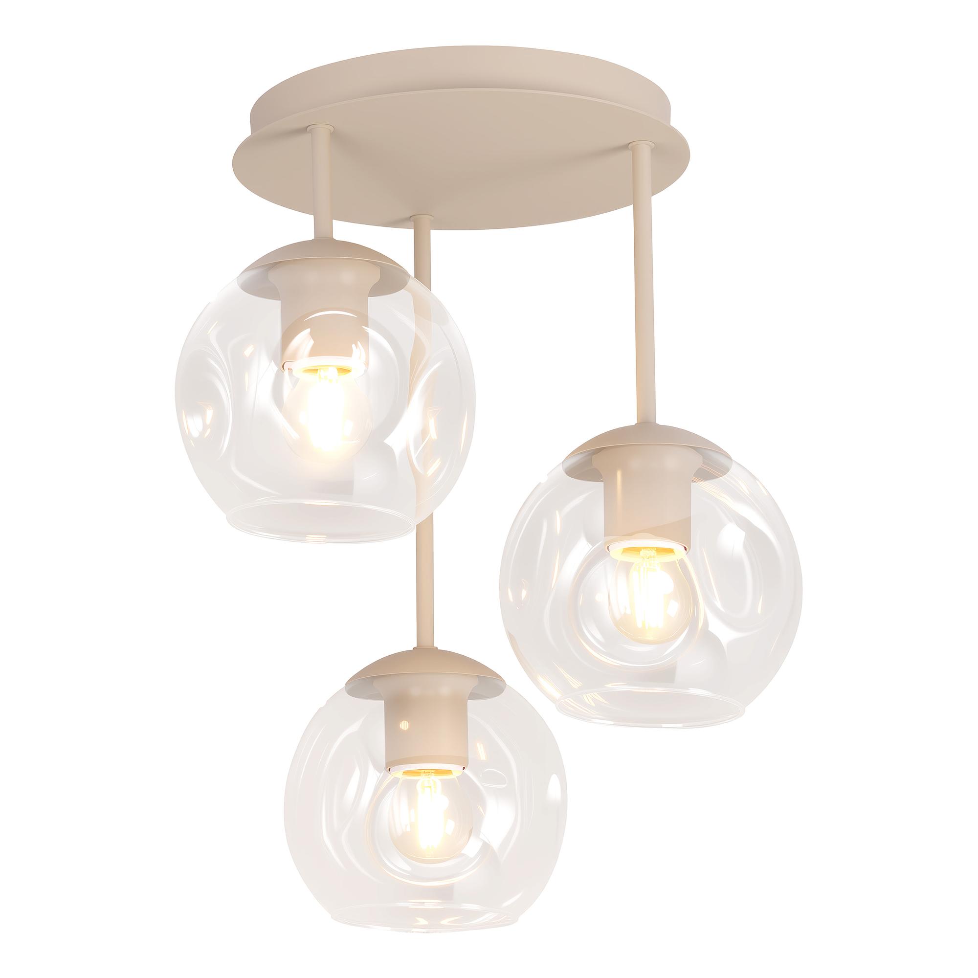 3-Flammig Bilman Deckenleuchte Gusseisen Klarglas Beige 3