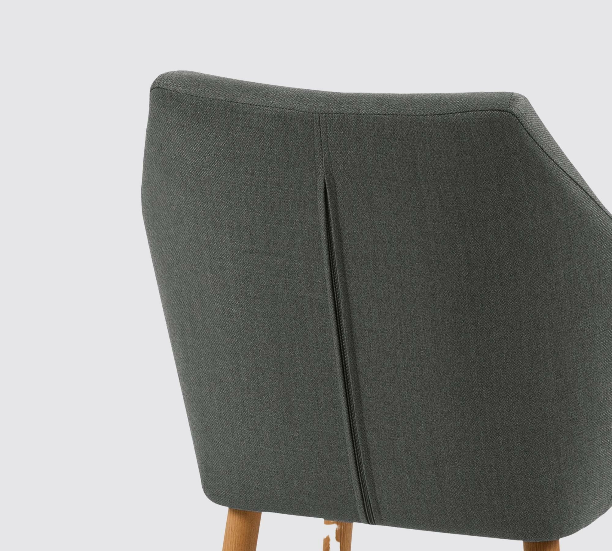 Armlehnstuhl Eiche Massiv aus Webstoff Grau 4