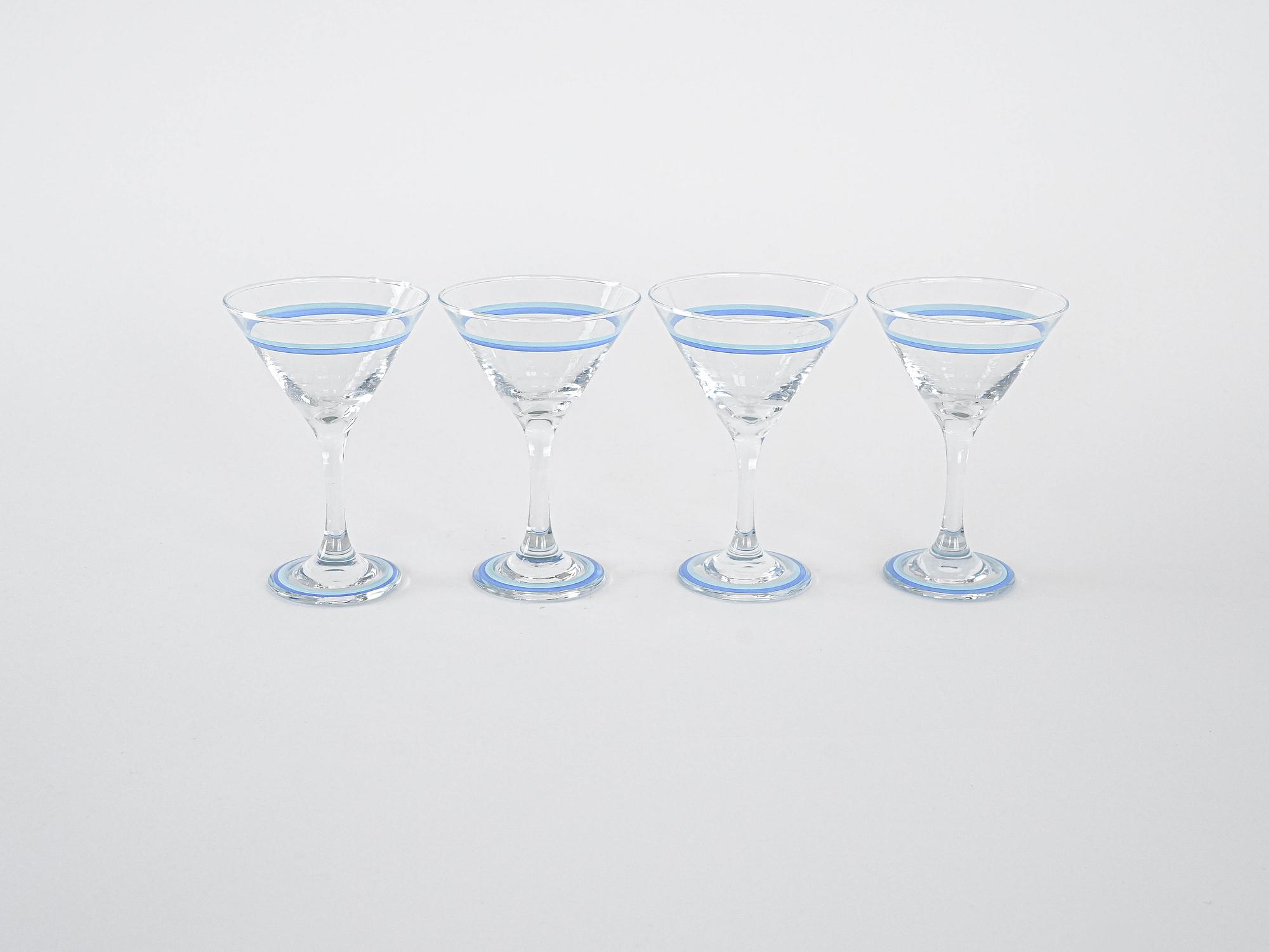 4x Martini Glasses Blue 2
