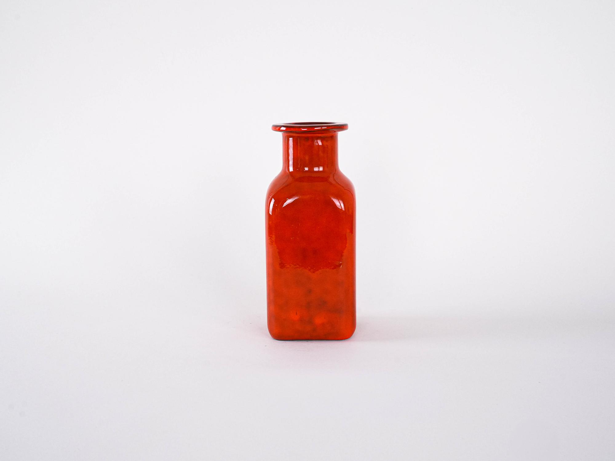 Keramikvase Rot 1960er Jahre 2