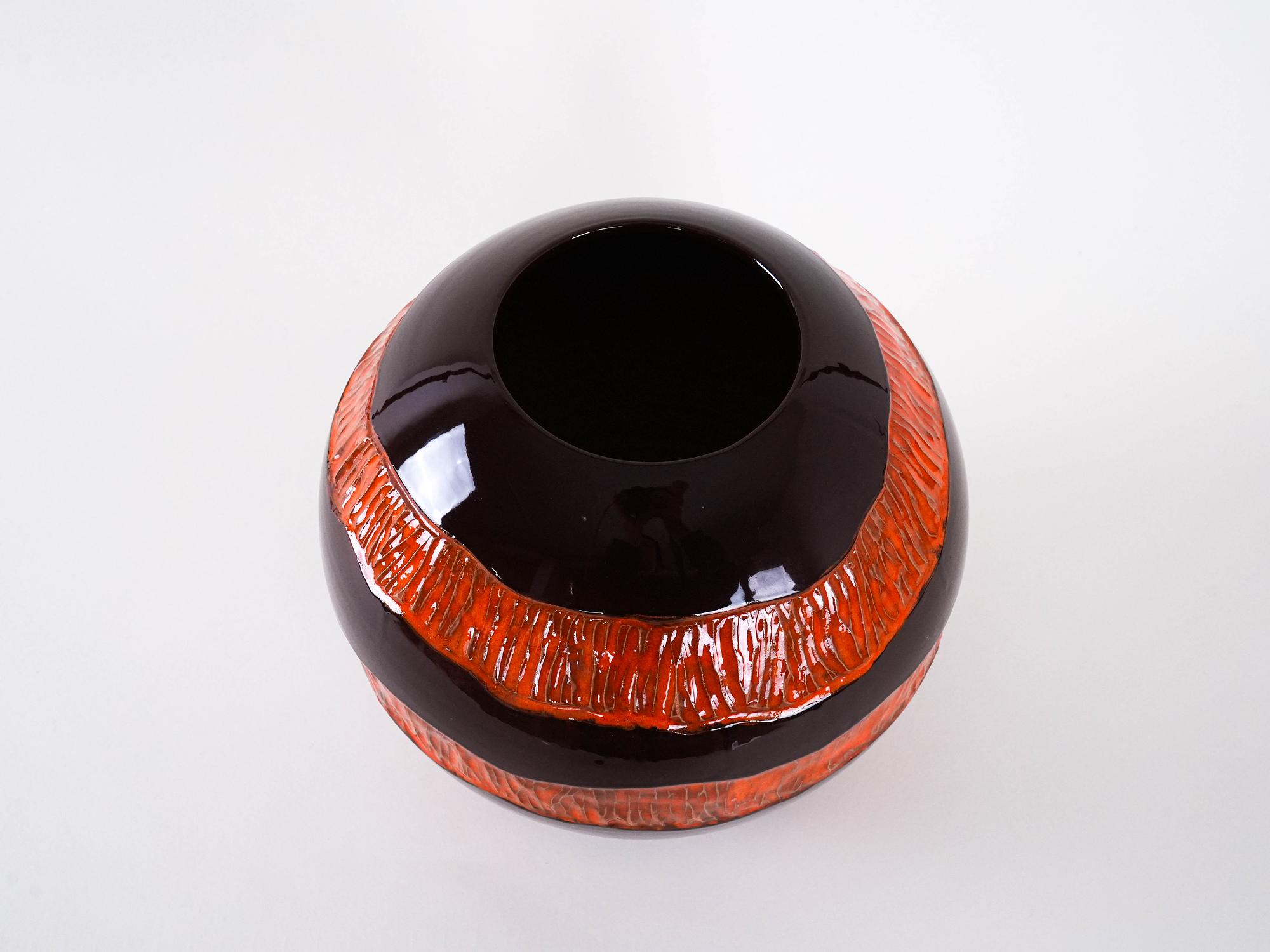 Ceramic Vase Black Red 1960s 6