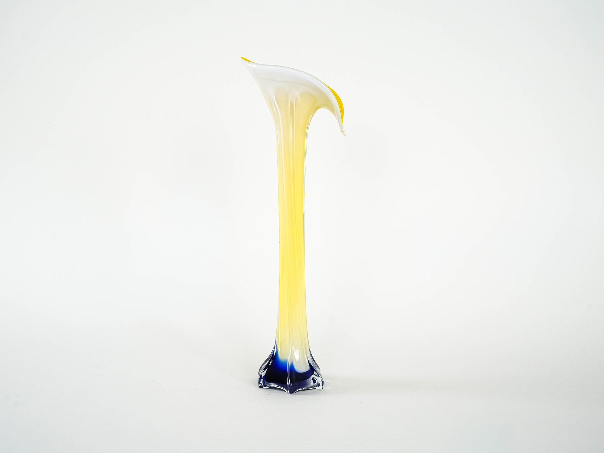 Vase Murano Glass Yellow 1970s 2