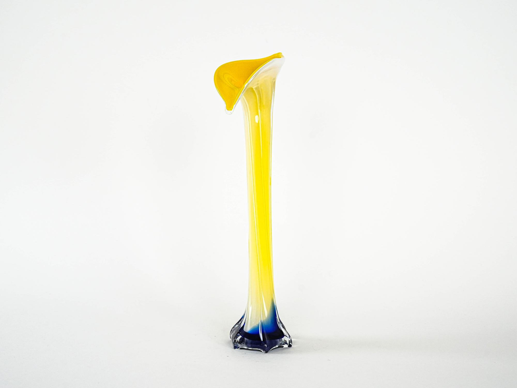 Vase Murano Glass Yellow 1970s 3