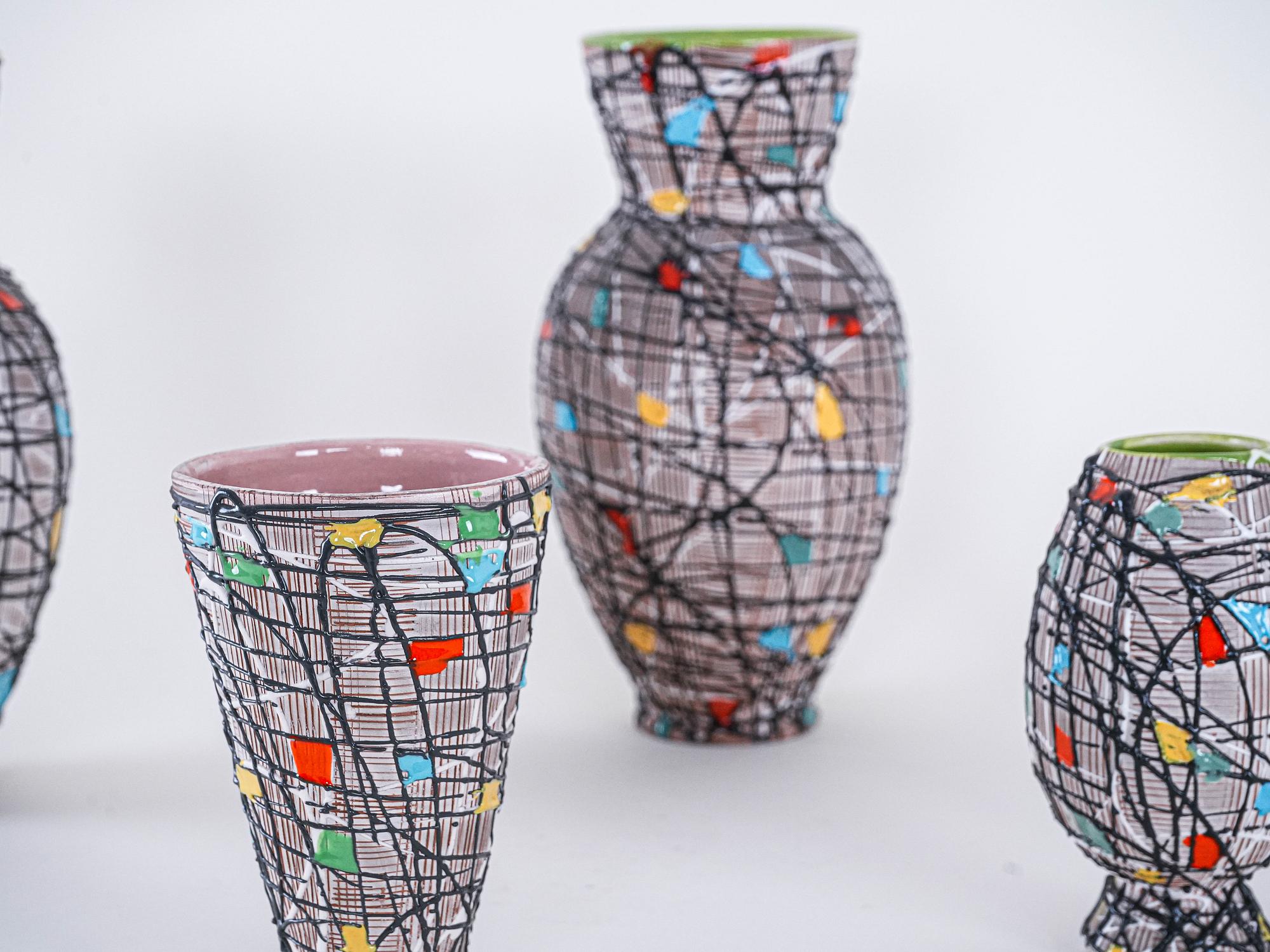 Ceramic Vase Set Multicolored 1960s 5
