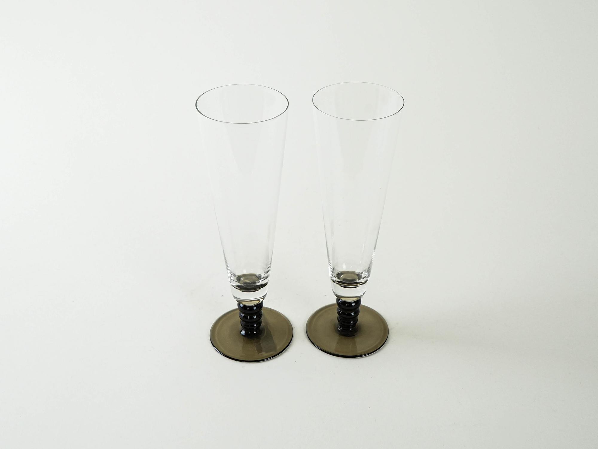 2x Champagne glasses Glass Transparent 1970s 3