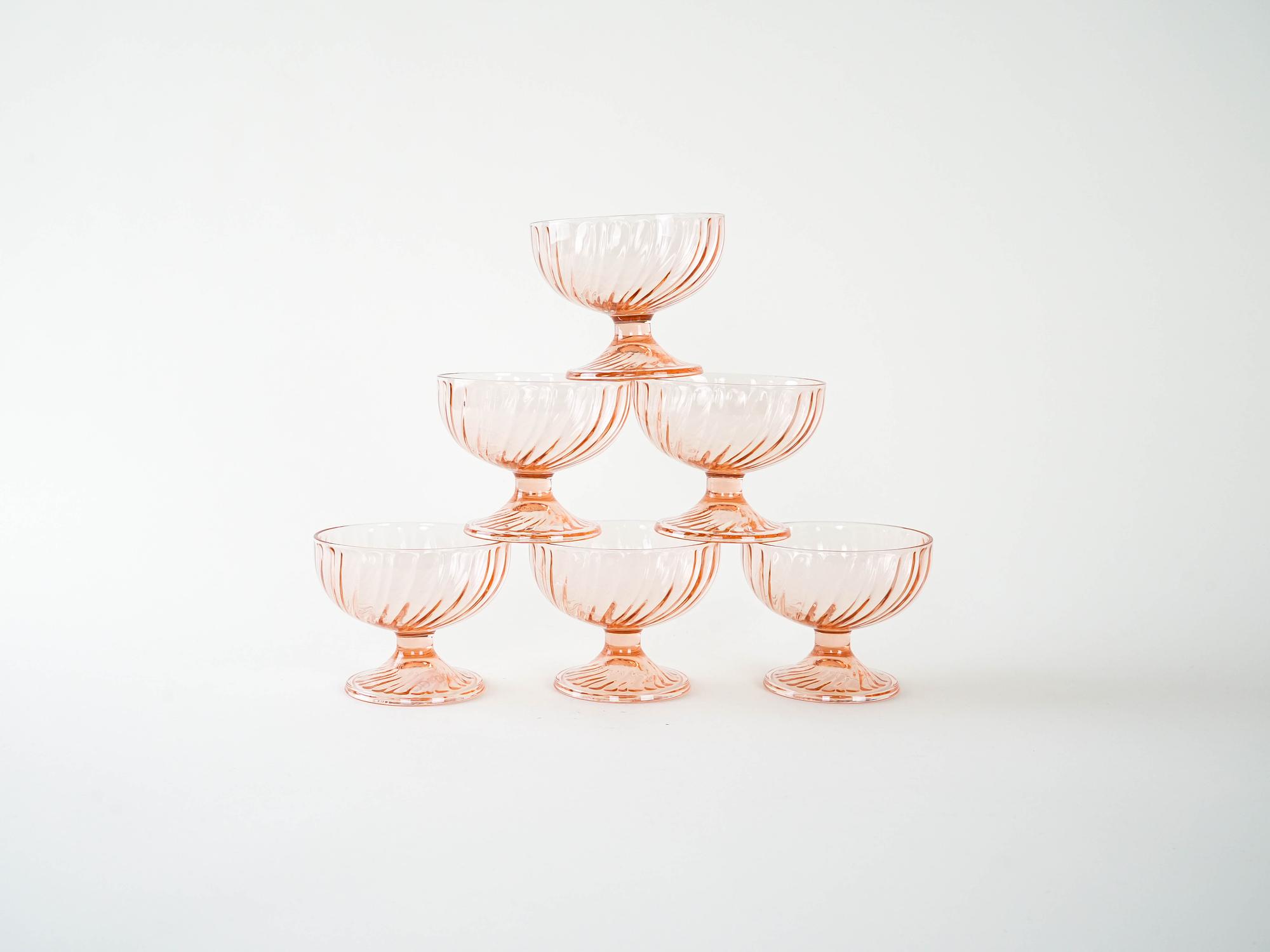 Dessert bowl set Pink 1970s 2