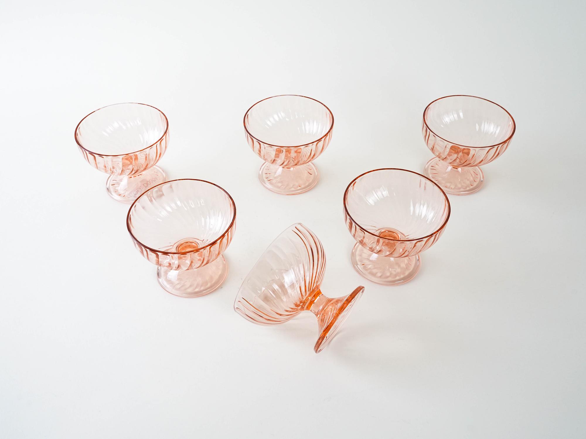 Dessert bowl set Pink 1970s 6